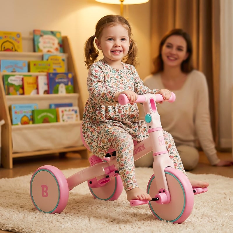B.Duck - 4-in-1 Kids Bike: Balance, Sliding, Push & Tricycle Modes, Adjustable Seat & Handlebar, Indoor/Outdoor, Pink, 3-6 Y - Image 2